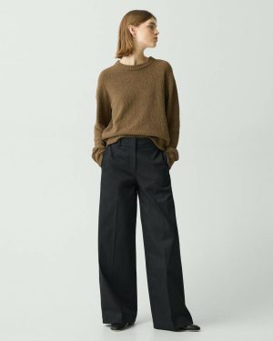 Pants Women Theory Black Relaxed Pant In Cotton Chino - 1