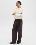 Pants Women Theory Hickory Melange Double Pleat Pant In Sleek Flannel - 1