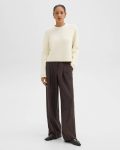 Pants Women Theory Hickory Melange Double Pleat Pant In Sleek Flannel - 2