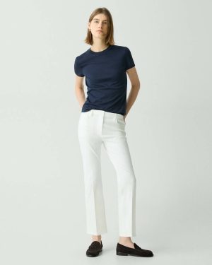 Pants Women Theory White 5-Pocket Kick Pant In Stretch Cotton - 1