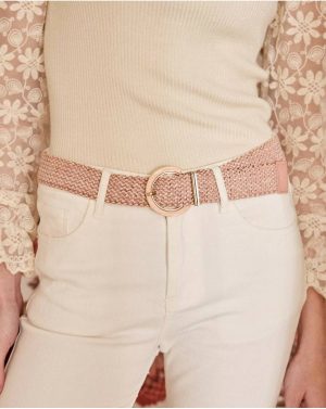 Pink Raffia Belt Polín Et Moi Women Rose Belts - 1