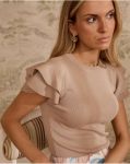 Polín Et Moi Beige Top Ruffle Manga Jordils Women T-Shirts And Tops - 2