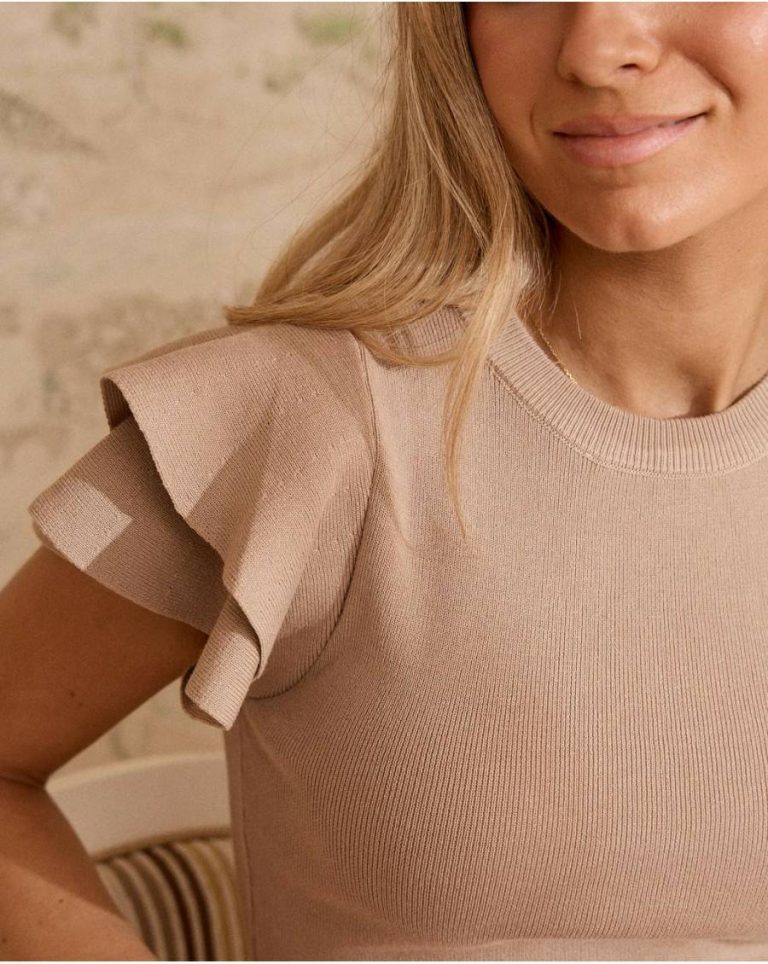 Polín Et Moi Beige Top Ruffle Manga Jordils Women T-Shirts And Tops - 3
