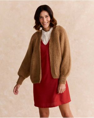 Polín Et Moi Camel Tops Knitted Mira Jacket Women - 1