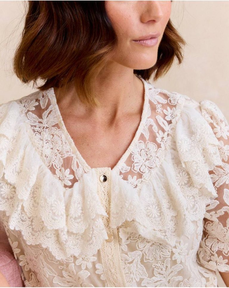 Polín Et Moi Griselda Embroidered Top Raw Women T-Shirts And Tops - 4