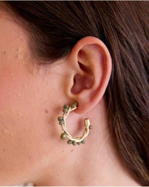 Polín Et Moi Large Flower Earring Honfleur Jewelry Kaki Women - 1