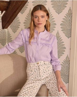 Polín Et Moi Women Dorian Plumeti Blouse Blouses And Shirts Lilac - 1