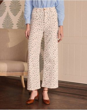 Polín Et Moi Women Raw Denim Flowers Ada Trousers - 1