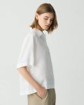 Polo Shirt In Relaxed Linen Theory Women Tops White - 2