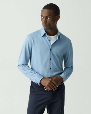 Rainstorm Sylvain Shirt In Structure Knit Theory Men Shirts - 1