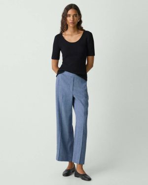 Relaxed Pull-On Pant In Fluid Linen Theory Pants Women Light Denim - 1