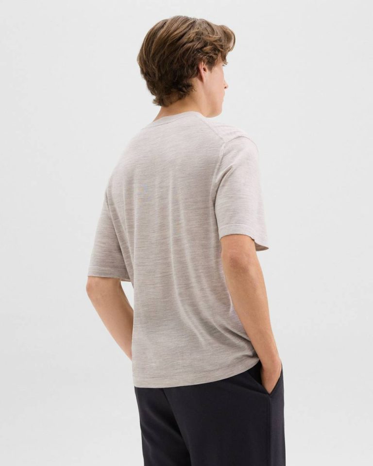 Relaxed Tee In Regal Wool Men Light Heather Barley Loungewear Theory - 3