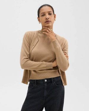 Royal Camel Sweaters + Cardigans Crewneck Cardigan In Cashmere Theory Women - 1