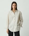 Sand Multi Theory Women Tops Boyfriend Shirt In Striped Cotton-Blend - 1