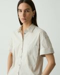 Sand Multi Women Theory Tops Cuffed Shirt In Striped Cotton-Blend - 4
