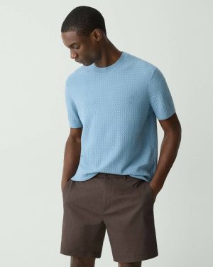 Shirts Damian Short-Sleeve Tee In Cotton Men Theory Rainstorm - 1