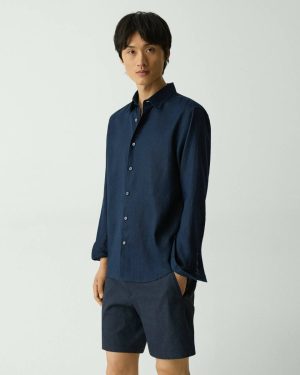 Shirts Irving Shirt In Relaxed Linen Theory Men Baltic - 1