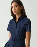 Short-Sleeve Shirt Dress In Good Cotton New Navy Women Dresses Theory - 4