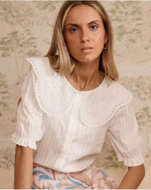 Simona Collar Blouse Polín Et Moi White Blouses And Shirts Women - 1