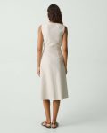 Sleeveless A-Line Wrap Dress In Striped Canvas Sand Multi Dresses Women Theory - 3