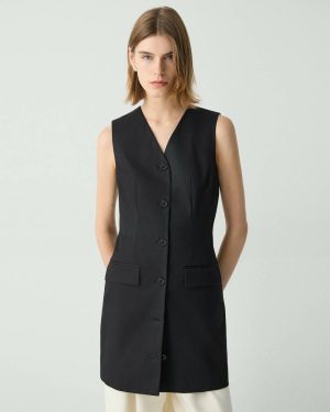 Sleeveless Blazer Dress In Cotton Chino Dresses Women Black Theory - 1