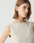 Sleeveless Boatneck Top In Good Linen Straw Theory Tops Women - 5
