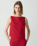 Sleeveless Boatneck Top In Good Linen Theory Women Tops Cherry - 1