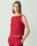 Sleeveless Boatneck Top In Good Linen Theory Women Tops Cherry - 2