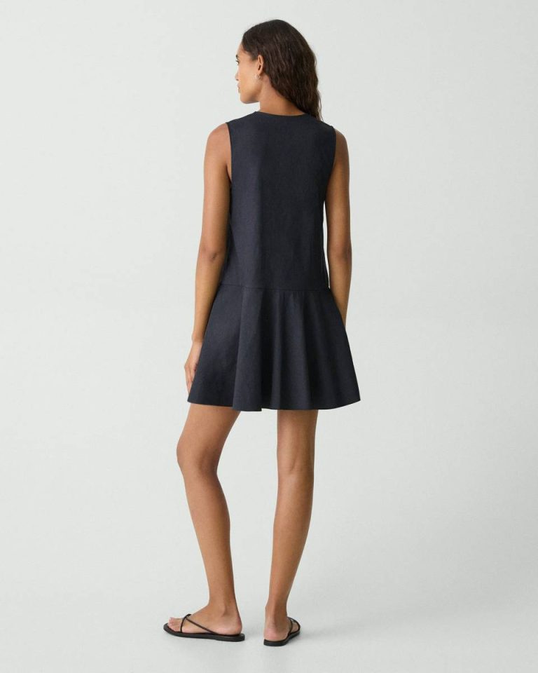 Sleeveless Mini Dress In Good Linen Women Dresses Theory Concord - 3