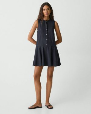 Sleeveless Mini Dress In Good Linen Women Dresses Theory Concord - 1