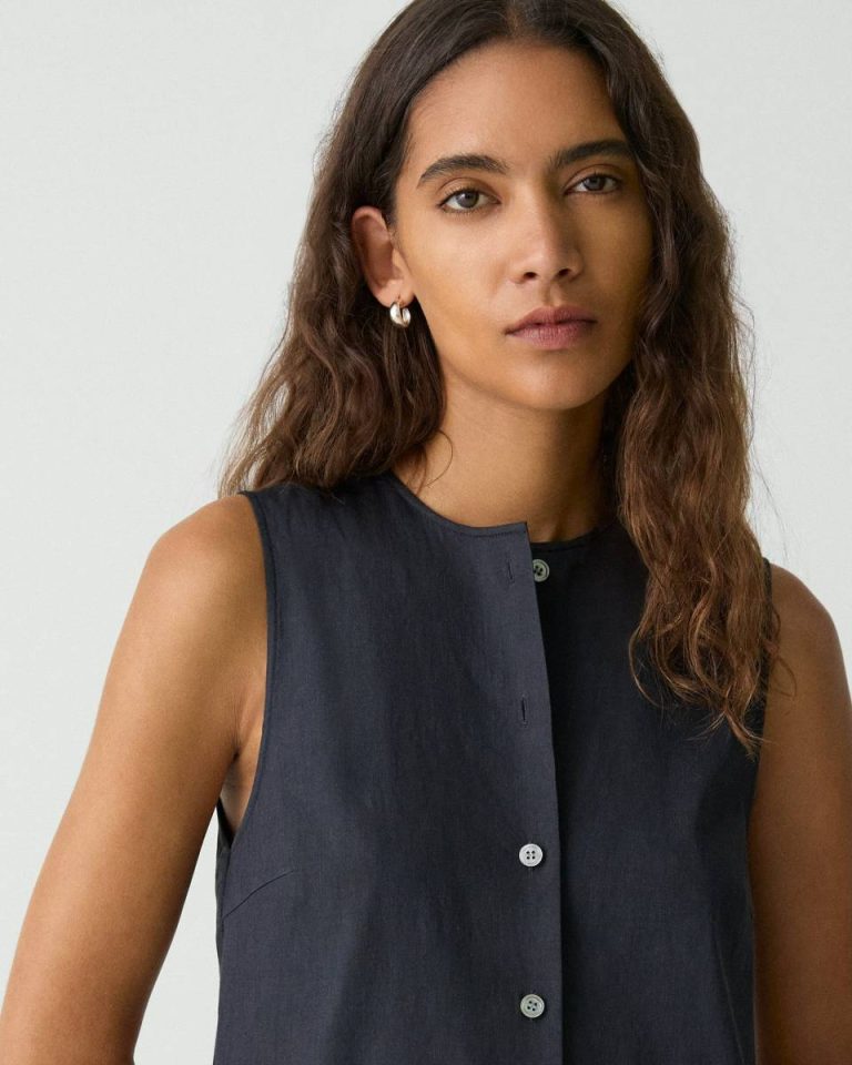 Sleeveless Mini Dress In Good Linen Women Dresses Theory Concord - 4