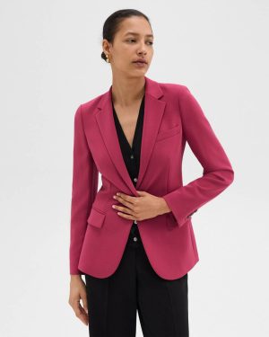 Staple Blazer In Admiral Crepe Blazers + Jackets Theory Women Deep Rose - 1