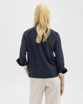 Straight Shirt In Good Wool Theory Women Tops Nocturne Navy - 3