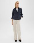 Straight Shirt In Good Wool Theory Women Tops Nocturne Navy - 5