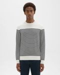Striped Crewneck Sweater In Merino Wool Men Theory Sweaters + Cardigans White Multi - 1