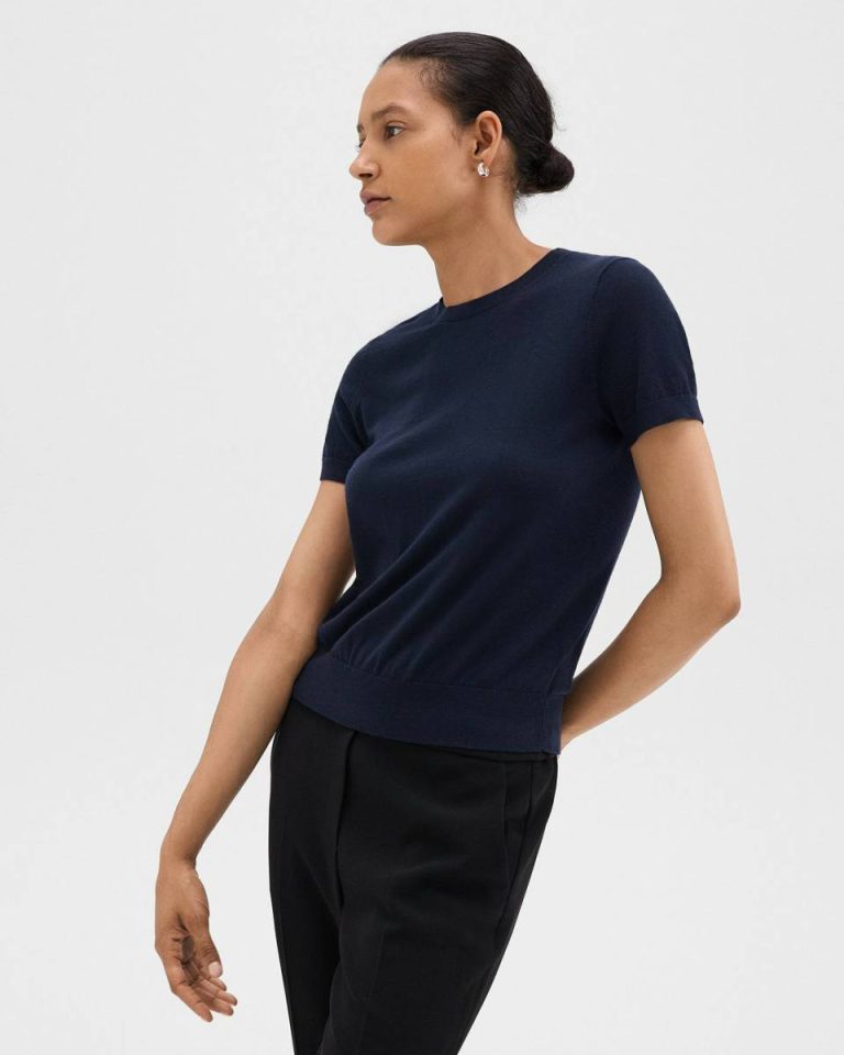 Sweater Tee In Regal Wool Sweaters + Cardigans Deep Navy Women Theory - 2