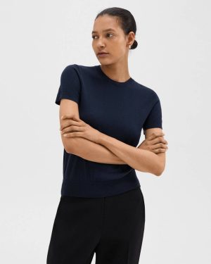 Sweater Tee In Regal Wool Sweaters + Cardigans Deep Navy Women Theory - 1