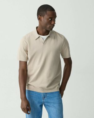 Sweaters + Cardigans Brenan Polo Shirt In Light Bilen Men Theory Earl Grey - 1