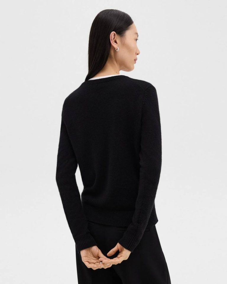Sweaters + Cardigans Crewneck Sweater In Feather Cashmere Women Theory Black - 3