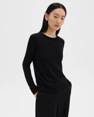 Sweaters + Cardigans Crewneck Sweater In Feather Cashmere Women Theory Black - 1