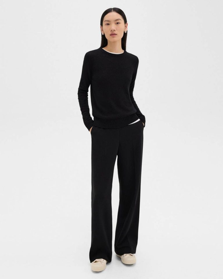 Sweaters + Cardigans Crewneck Sweater In Feather Cashmere Women Theory Black - 5