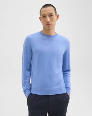 Sweaters + Cardigans Crewneck Sweater In Regal Wool Theory Men Seaside - 1