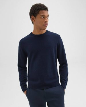 Sweaters + Cardigans Hilles Crewneck Sweater In Cashmere Men Theory Baltic - 1