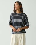 Sweaters + Cardigans Nocturne Navy Multi Theory Women Boyfriend Tee In Linen-Blend - 1