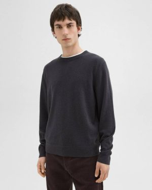 Sweaters + Cardigans Theory Hilles Crewneck Sweater In Cashmere Hickory Melange Men - 1