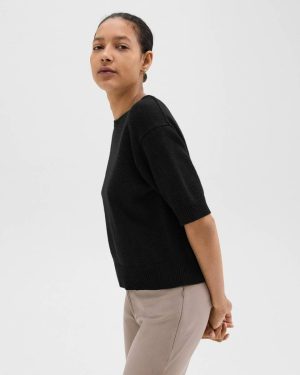 Sweaters + Cardigans Women Cropped Tee In Cashmere Black Theory - 1