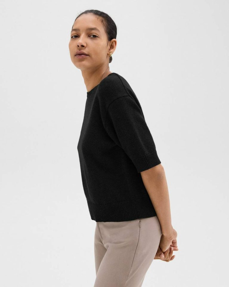 Sweaters + Cardigans Women Cropped Tee In Cashmere Black Theory - 1