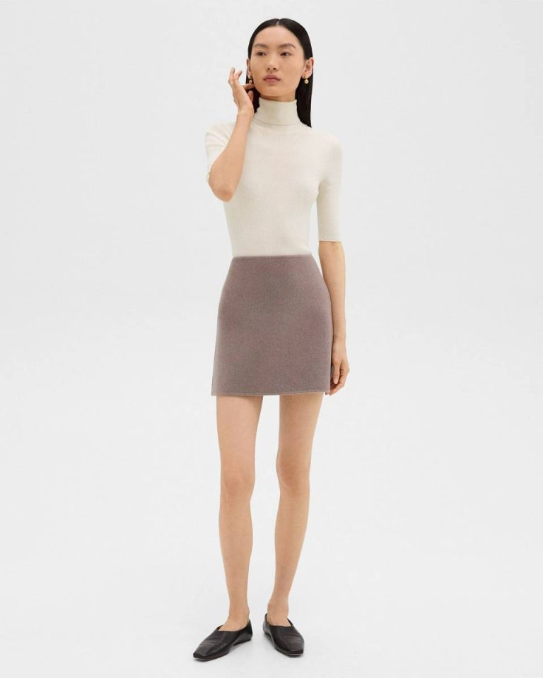 Sweaters + Cardigans Women New Ivory Theory Leenda Short-Sleeve Turtleneck In Regal Wool - 5
