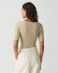 Sweaters + Cardigans Women Scoop Neck Top In Textured Cotton-Blend Theory Warm Sand - 3