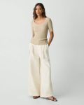 Sweaters + Cardigans Women Scoop Neck Top In Textured Cotton-Blend Theory Warm Sand - 5